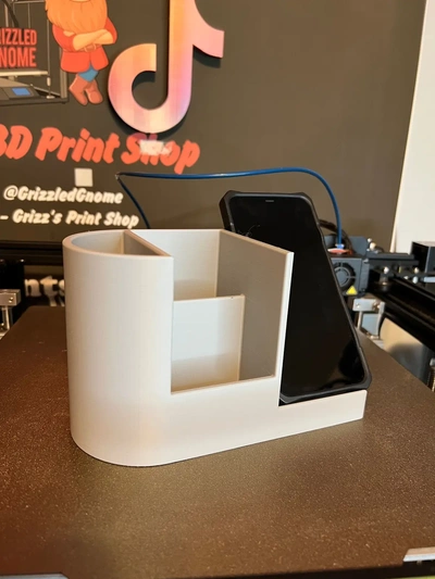 bureau organisateur téléphone titulaire soutien impression in endroit 3d by gnome grisonnant 3d print model - Mito3D