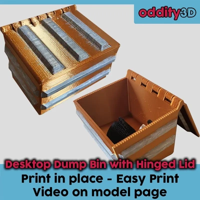 bureau poubelle impression in endroit articulé couvercle facile no soutien 3d by singularité 3d print model - Mito3D