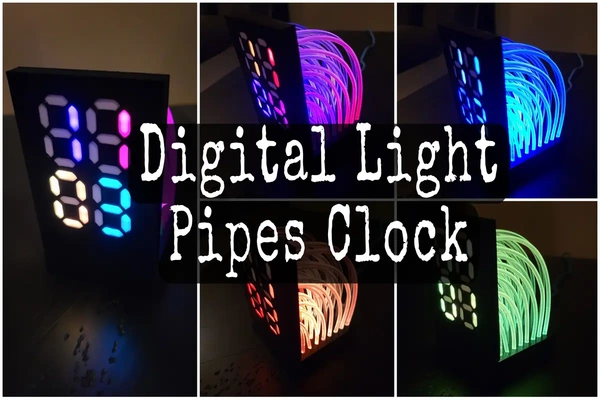 digital luz tubos relógio 3d by terrível on 3d print model - Mito3D