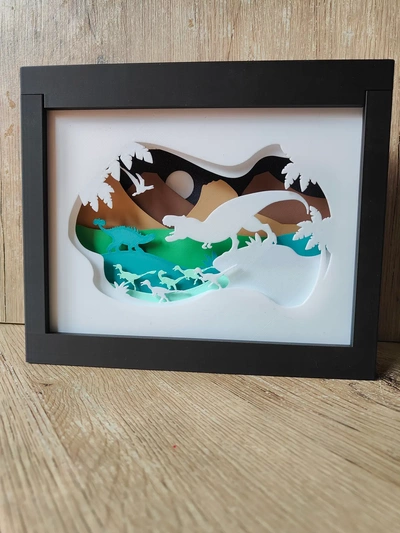 dinosaur shadow box - 3d by thecraftymaker on thangs 3d print model - Mito3D