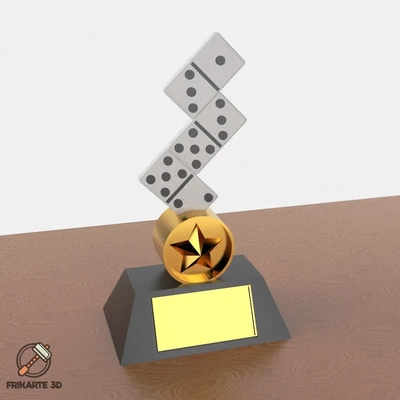 domino trophy - 3d by frikarte3d on thangs games personalizabe remixable 3d print model - Mito3D
