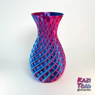 double twist vase no 5 - 3d by kazi toad on thangs mode spiral spiralize flowers duel color coextrusion 3d print model - Mito3D
