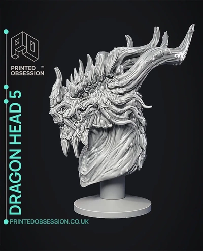 dragon head - bust 3d by printedobsession on thangs sculpt skull anime manga fan art fanart toy model scale halloween monster 3d print model - Mito3D