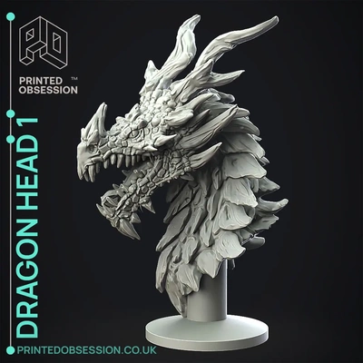 dragão cabeça 1 ventilador arte decoração 3d by obsessão impressa on dragões admirador brinquedo modelo anime manga impressão in colocar fantasia fantasey 3d print model - Mito3D