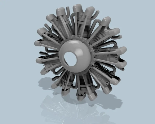 dummy 9 cylinder radial aero engine v2 - 3d by airwavested on thangs 3d print model - Mito3D