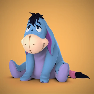 eeyore -winnie pooh - 3d by chelscct chelseycreatesthings on thangs kids & teens children's interests arts entertainment comics animation cartoons horse jaw donkey winnie childhood people society 3d print model - Mito3D