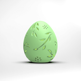 egg tealight cover - spring leaves & buds chelscct chelseycreatesthings 3d print model - Mito3D