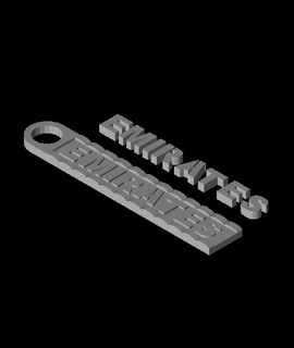 emirates key ring block lettersstl 3d print model - Mito3D