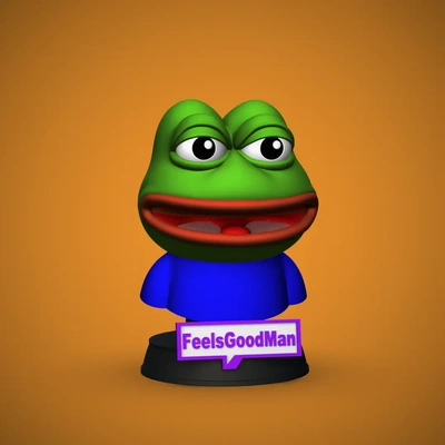 feelsgoodman -pepe emote bust - 3d by chelscct chelseycreatesthings on thangs pepe peepo twitch frog cute froggy internet 3d print model - Mito3D