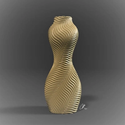 fem vase -wave pull - 3d by chelscct chelseycreatesthings on thangs flowers sculpt female body decor cool 3d print model - Mito3D