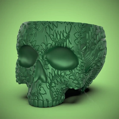 fern skull planter-bowl - 3d by chelscct chelseycreatesthings on thangs home & garden gardening landscaping decor planter plants candy bowl halloween easy print 3d print model - Mito3D