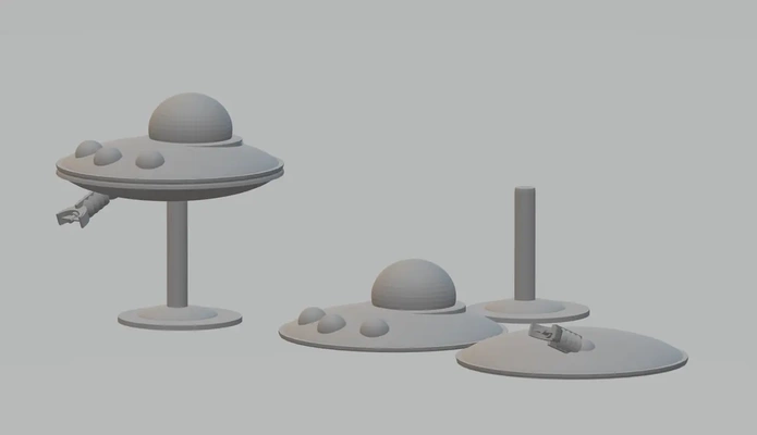 fhw flying saucer concept bod - 3d by free heathen workshop on thangs beacon of doom toy fun sci fi 50s pop wargmaing aiens 3d print model - Mito3D