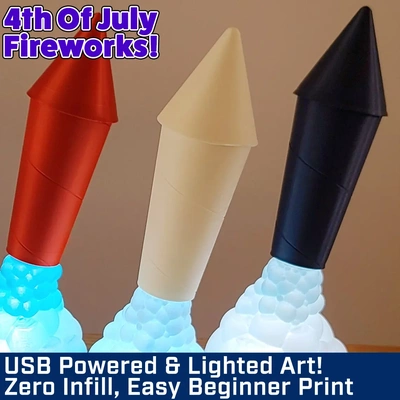 fireworks - lighted indoor outdoor art sculpture 3d by makers mashup on thangs 4th of july fourth summer decor home decorations 3d print model - Mito3D