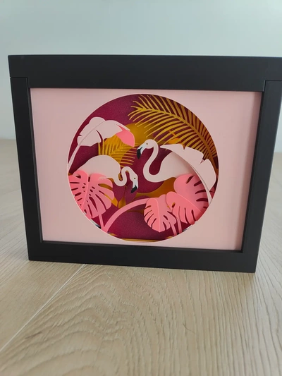 flamingo paradise shadow box - 3d by thecraftymaker on thangs 3d print model - Mito3D