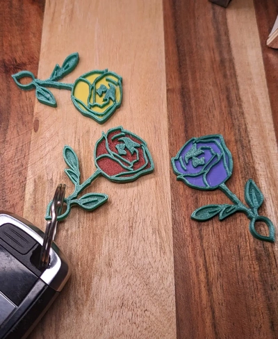 flat rose keychain - 3d by rwbdesigns on thangs 3d print model - Mito3D