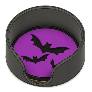 flying bats halloween coaster set - glytch 3d print model - Mito3D