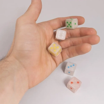 folding 16mm dice single dual color - 3d by on thangs die fold snap polypanel polypanels print in place print-in-place multipass multicolor colorful simple cube d6 d-6 3d print model - Mito3D
