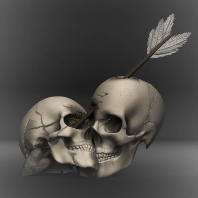 skull décor 3d by chelscct chelseycreatesthings crânes l'amour valentines sculpture 3d print model - Mito3D