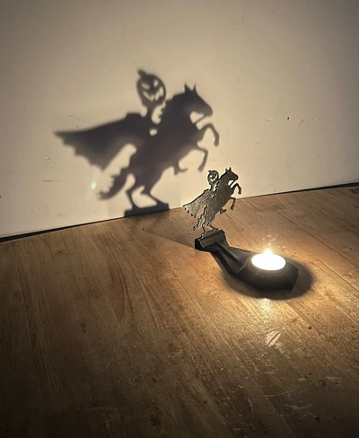 funny shadow candle holders headless man riding a horse - 3d by printanything on thangs 3d print model - Mito3D