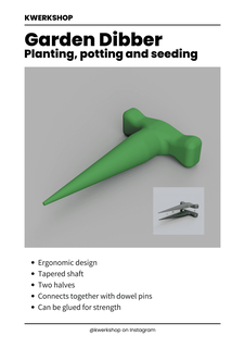 Garten Dibber Pflanze Loch Hersteller Handwerksladen 3d print model - Mito3D