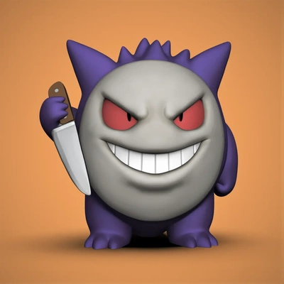 gengar -michael myers - 3d by chelscct chelseycreatesthings on thangs games roleplaying pokemon halloween michael spooky 3d print model - Mito3D
