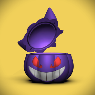 gengar citrouille bol couvercle +bambou 3mf dossiers chelscct chelseycreatesthings 3d print model - Mito3D
