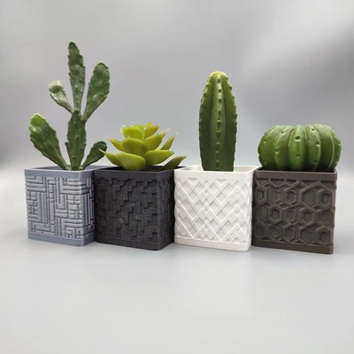 geometric planters - 3d by bamingodesign on thangs peripheral input device computer keyboard rectangle space bar pot planter succulent cactus cube pattern texture textured home homedecor square plantpots 3d print model - Mito3D