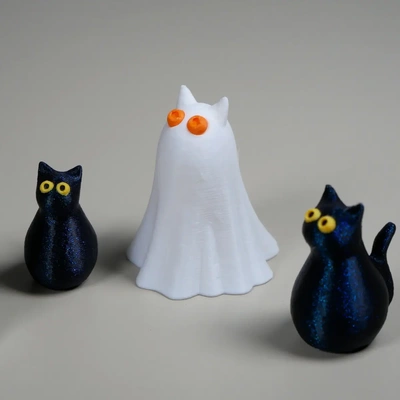 ghost cat separate push-in-place eyes - 3d by printbunny on thangs halloween 3dprintbunny 3d print model - Mito3D