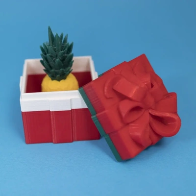 gift box container single color version - 3d by on thangs giftbox wrap wrapped wrapping paper bow ribbon christmas birthday gifts package case holder no supports support free 3d print model - Mito3D