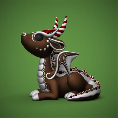 ingwer baby drachen 3d by chelscct chelsea erschafft dinge on danke weihnachten niedlich einfach festlich süßigkeiten lebkuchen urlaub 3d print model - Mito3D