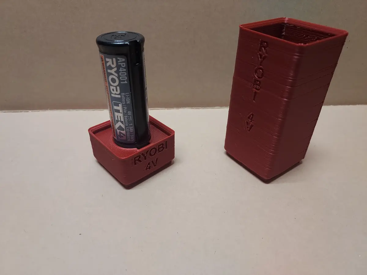 gridfinity ryobi 4v battery bins - 3d by landrum engineering on thangs 3D print model - Mito3D