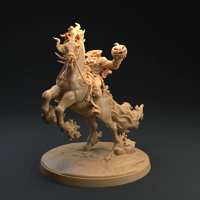 headless horseman on nightmare - 3d by dragon trappers lodge thangs 3d print model - Mito3D