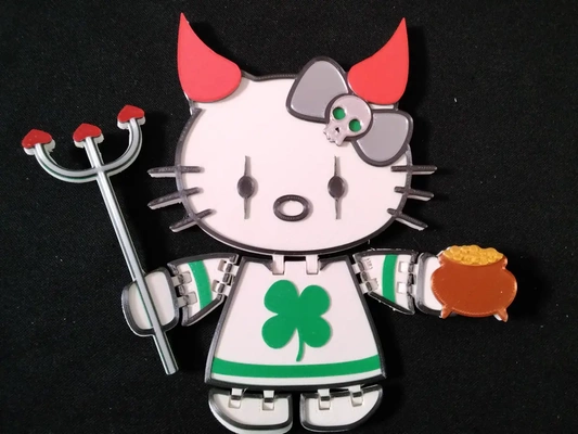 hell o'kitty articulating toy - 3d by daddywazzy thecreator on thangs 3d print model - Mito3D