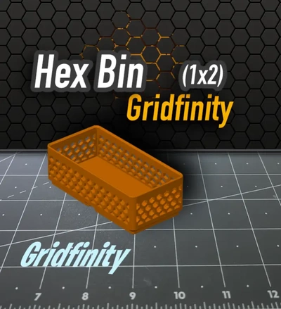 hex bin gridfinity 1x2 3d by k2 kevin on bandeja armazenamento 3d print model - Mito3D