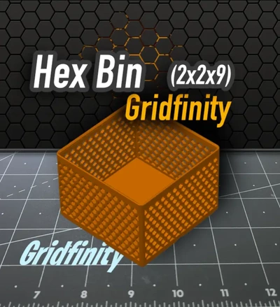 hex bin gridfinity 2x2x9 3d by k2 kevin on retângulo 2x2x8 bandeja armazenamento 3d print model - Mito3D