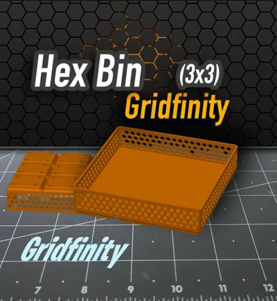 hex bin gridfinity 3x3 3d by k2 kevin on retângulo bandeja armazenamento 3d print model - Mito3D