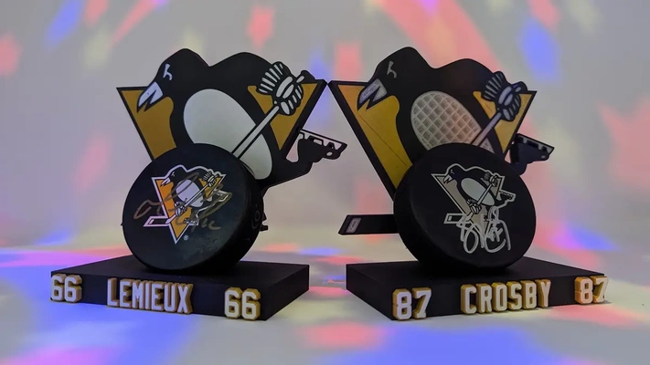 hockey puck display pittsburgh penguins - 3d by fatboy1271 on thangs 3d print model - Mito3D