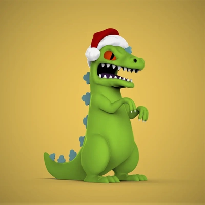 holiday reptar - 3d by chelscct chelseycreatesthings on thangs rugrats 90s christmas dinosaur dino santa hat 3d print model - Mito3D