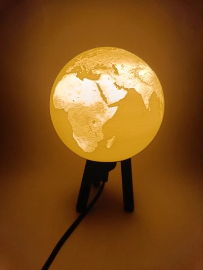 hybride pendaison bureau terre lampe 3d by ri0m0 lithophane planète globe 3d print model - Mito3D