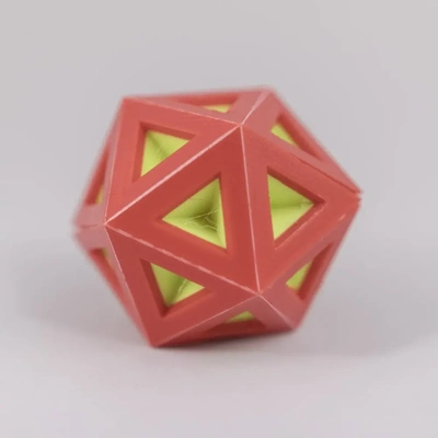 icosahedron pyramids folding polyhedra pack no1 - 3d by on thangs d20 polyhedrons polyhedron geometry geometric print prints in place no supports support free snap snapping polypanels euclidean solid solids ornament hanging shape shapes 3d print model - Mito3D