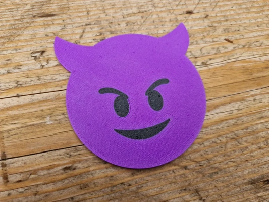 imp emoji coaster ams ready - 3d by omsculpts on thangs coffee drink caffeine cute funny 3d print model - Mito3D