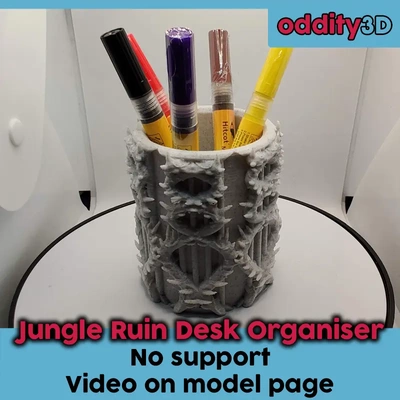 jungle ruin desk organiser no support - 3d by oddity on thangs 3d print model - Mito3D
