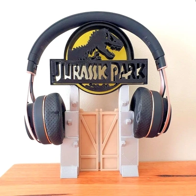 jurassic park headphone stand or ornament - 3d by printbunny on thangs 3dprintbunny headphones holder 3d print model - Mito3D