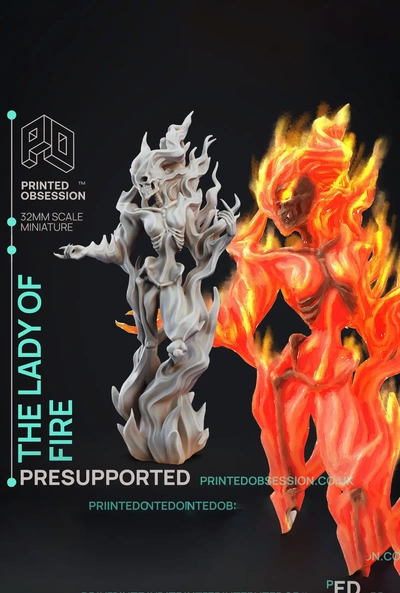 lady of fire - circus horrors presupported 32mm scale 3d by printedobsession on thangs 3d print model - Mito3D
