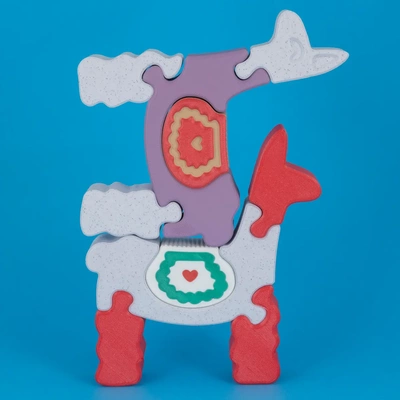 llama puzzle small - 3d by on thangs games puzzles & brainteasers easy simple kids kid child childrens jigsaw beginner beginners alpaca peru animal cute fun 3d print model - Mito3D