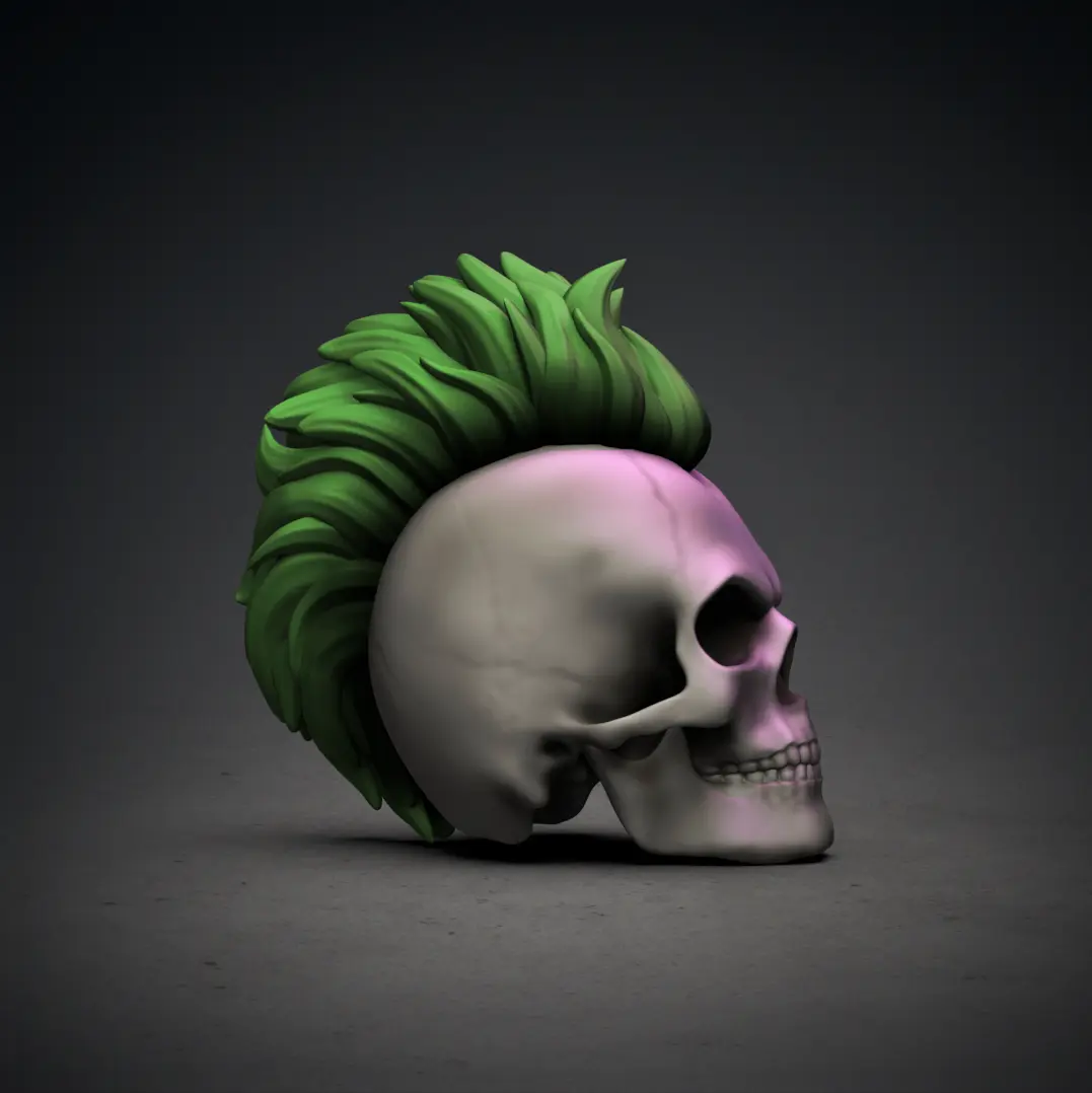 uzun mohawk punk kafatası 3d by chelscct chelseycreatethings teşekkürler kafatasları kaya rulo emo dekor baş 3D print model - Mito3D