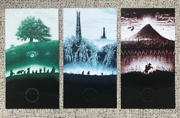 lord of rings - triptych style filament painting 3d by ian smalley on thangs lordoftherings filamentswap filamentpainting art hueforge multicolor multicolour 3d print model - Mito3D