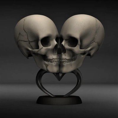love & death -skull decor - 3d by chelscct chelseycreatesthings on thangs art sculpture skulls valentines heart 3d print model - Mito3D