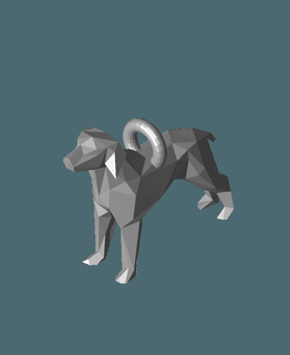 faible poly chien porte clésstl monmanraptor 3d print model - Mito3D