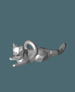 low poly playful cat keychainstl -   mymanraptor  3d print model - Mito3D